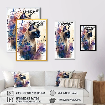 Cute Siamese Floral Art I Wall