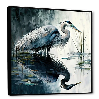 Cute Heron A Lake Floral Art IV Wall