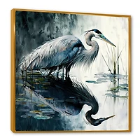 Cute Heron A Lake Floral Art IV Wall