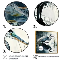Cute Heron A Lake Floral Art IV Wall
