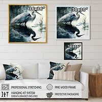 Cute Heron A Lake Floral Art IV Wall