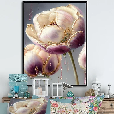 Cream And Purple Tulip Wall Art