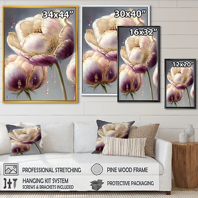 Cream And Purple Tulip Wall Art