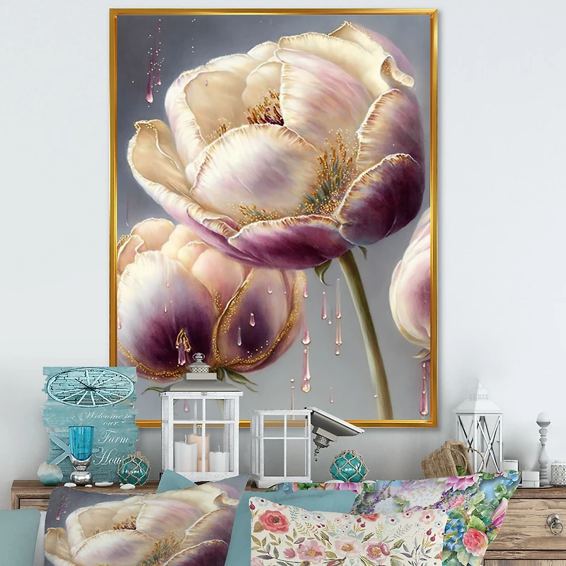 Cream And Purple Tulip Wall Art