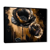 Black And Gold Popy Flowers Wall Art