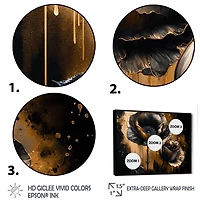 Black And Gold Popy Flowers Wall Art