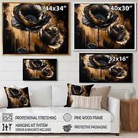 Black And Gold Popy Flowers Wall Art
