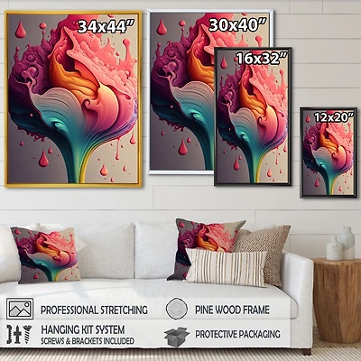 Multicolor Liquid Ink Tulip Flowers I Wall Art
