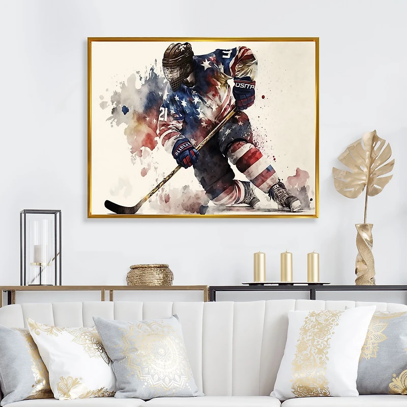 Usa Hockey Player Action Wall Art