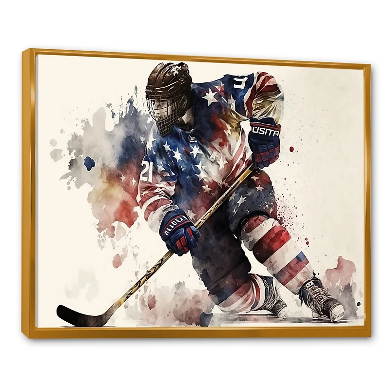 Usa Hockey Player Action Wall Art