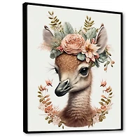 Cute Baby Flamingo With Floral Crown Wall Art