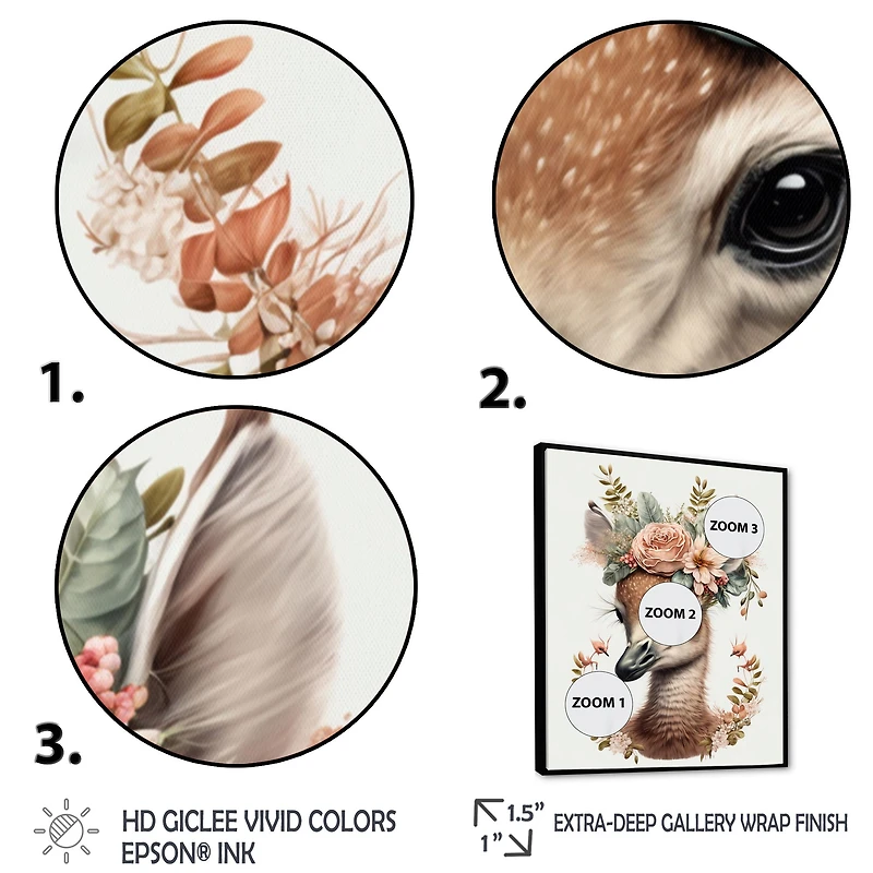 Cute Baby Flamingo With Floral Crown Wall Art
