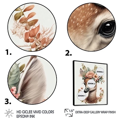 Cute Baby Flamingo With Floral Crown Wall Art