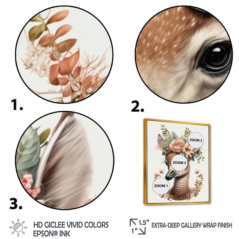 Cute Baby Flamingo With Floral Crown Wall Art