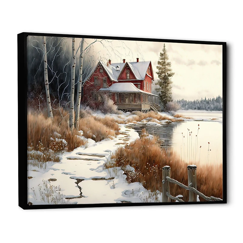 Calm Red Barn Winter Wall Art