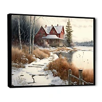 Calm Red Barn Winter Wall Art