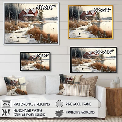 Calm Red Barn Winter Wall Art