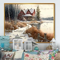 Calm Red Barn Winter Wall Art