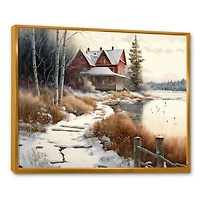 Calm Red Barn Winter Wall Art