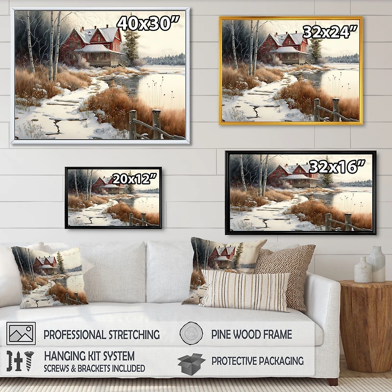Calm Red Barn Winter Wall Art