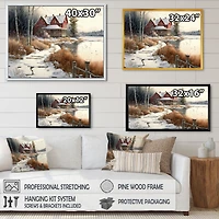 Calm Red Barn Winter Wall Art