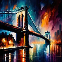 Colorful Brooklyn Bridge Wall Art