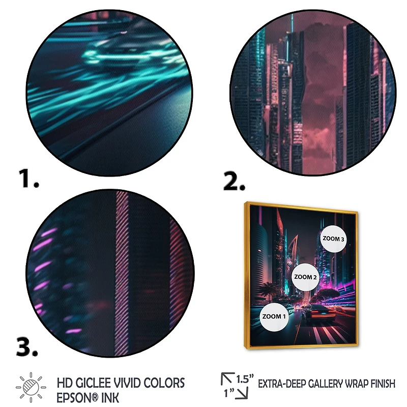 Futuristic Miami Neon Art Wall
