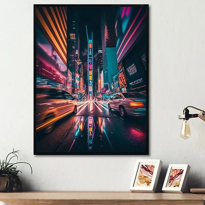 Futuristic New York City Neon Wall Art