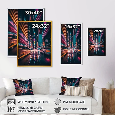 Futuristic New York City Neon Wall Art