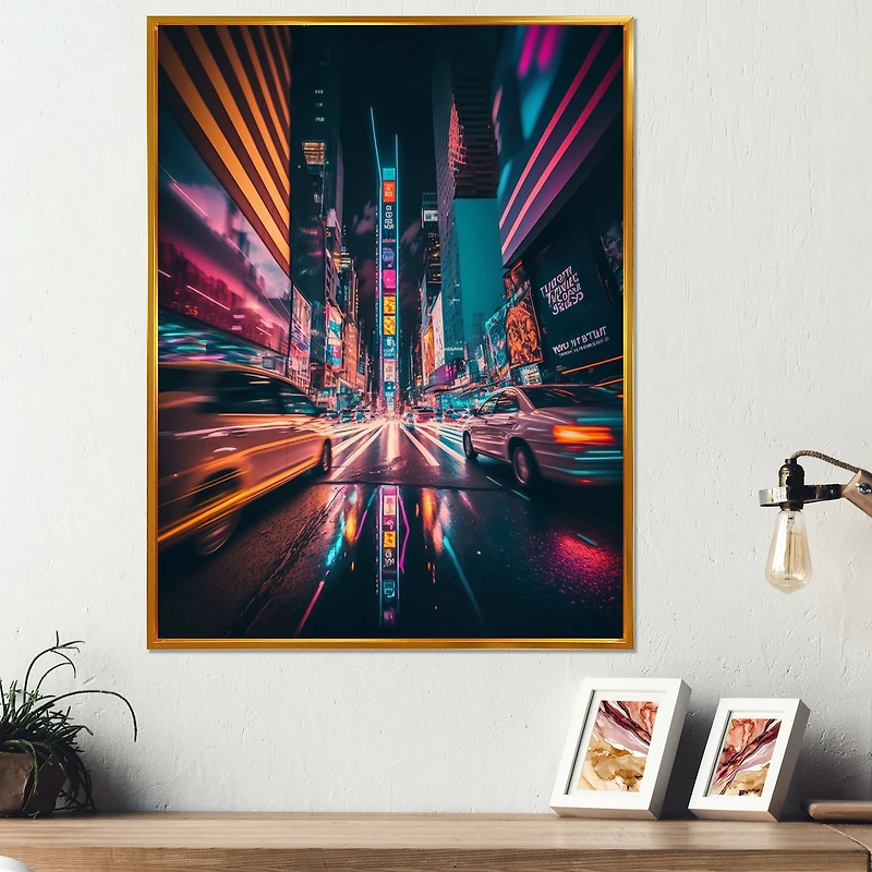 Futuristic New York City Neon Wall Art