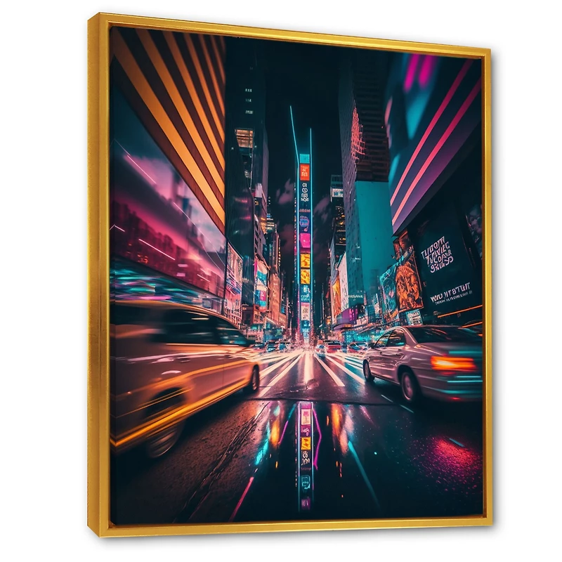 Futuristic New York City Neon Wall Art