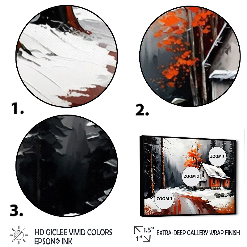 Monochrome Orange Cottage Winter IV Wall Art