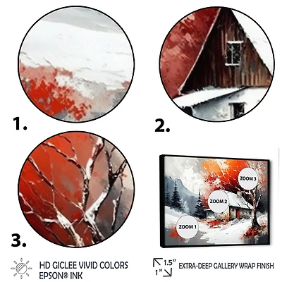 Monochrome Orange Cottage Winter VII Wall Art
