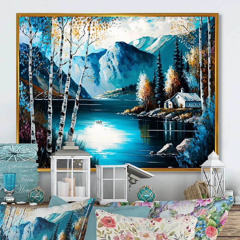 Cabin By A Lake Fall Wall Art