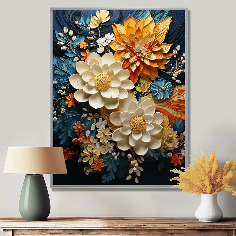 Orange and Teal Botanical Whirlwind – Dynamic Abstract Nature