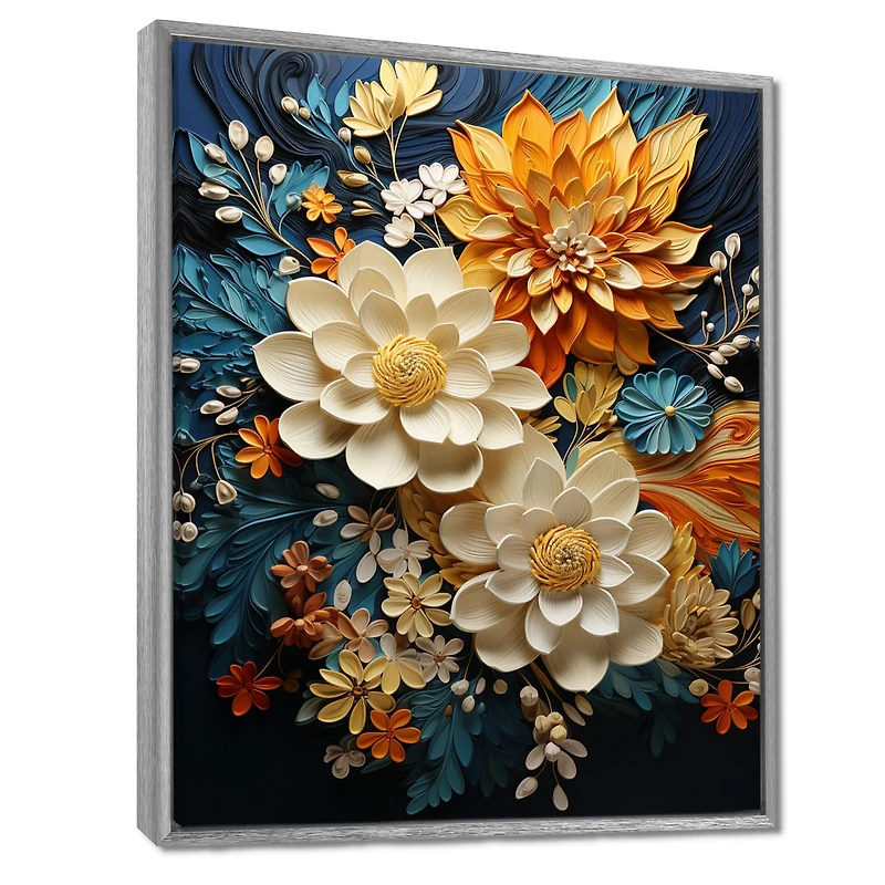 Orange and Teal Botanical Whirlwind – Dynamic Abstract Nature