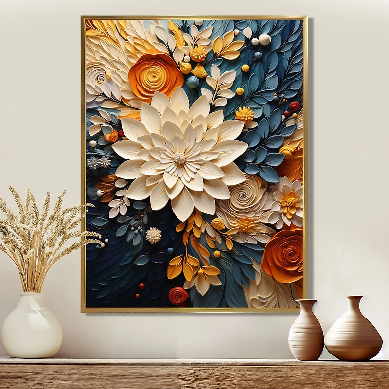 Teal and Orange Botanical Motion – Modern Nature Swirl