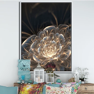 Fractal Flower with Golden Rays  Canvas Art Print