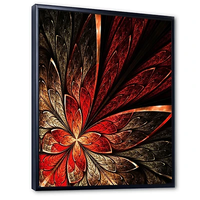 Fractal Flower Yellow and Red Wall Art