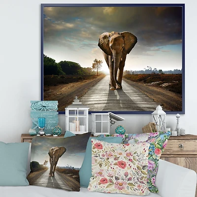 Single Walking Elephant  Canvas Art Print