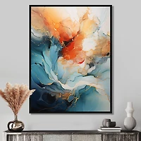 Abstraction dynamique turquoise et orange « Bold Flow Collage »