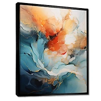 Abstraction dynamique turquoise et orange « Bold Flow Collage »