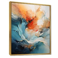 Abstraction dynamique turquoise et orange « Bold Flow Collage »
