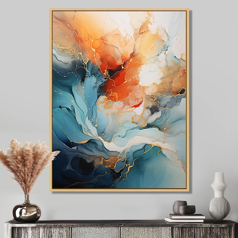 Bold Flow Collage – Teal and Orange Dynamic Abstract