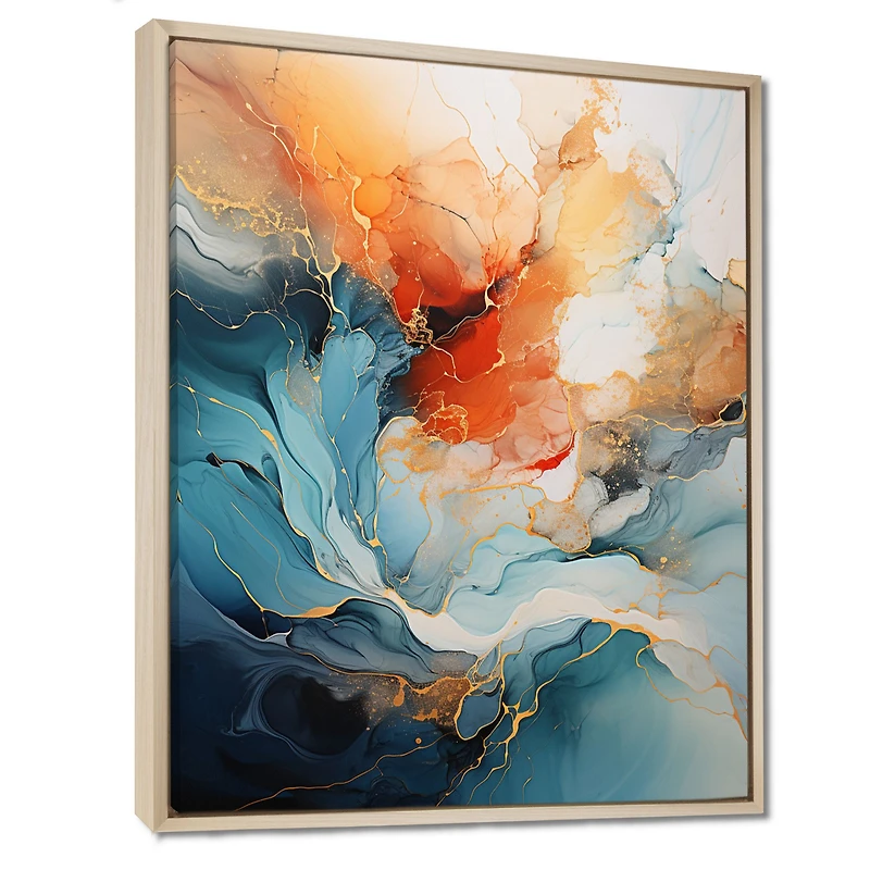 Abstraction dynamique turquoise et orange « Bold Flow Collage »