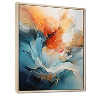 Abstraction dynamique turquoise et orange « Bold Flow Collage »