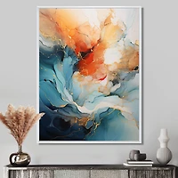 Abstraction dynamique turquoise et orange « Bold Flow Collage »