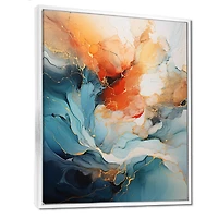 Abstraction dynamique turquoise et orange « Bold Flow Collage »