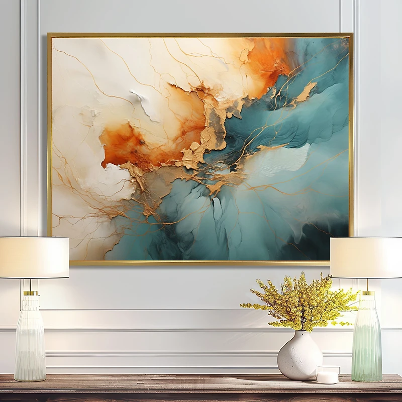Bold Energy – Teal and Orange Modern Abstract Expression