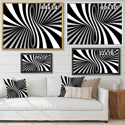 Black and White Spiral Digital Canvas Art Print